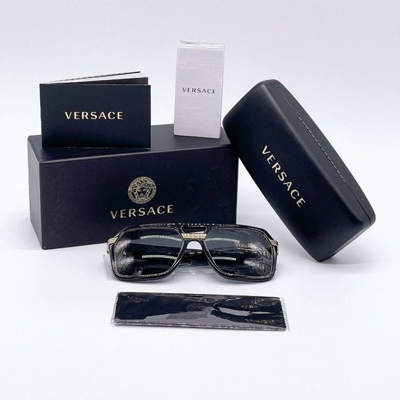 Sale! New Versace Black w/ Gold Unisex Sunglasses - Picture 9 of 9